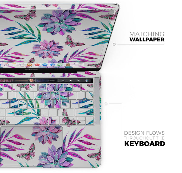 Watercolor Succulent Bloom V17 - Skin Decal Wrap Kit Compatible with