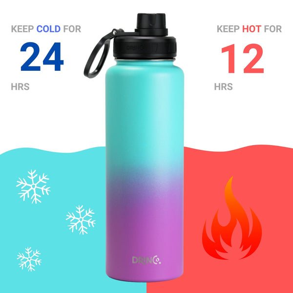 DRINCO® 40oz Stainless Steel Sport Water Bottle - Ombre Fuschia Teal