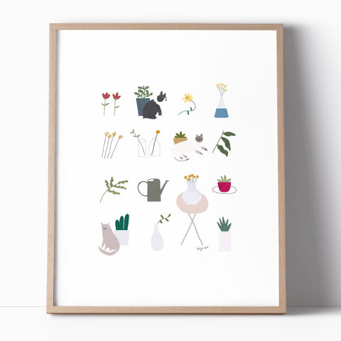 Pets & Plants Illustration Print